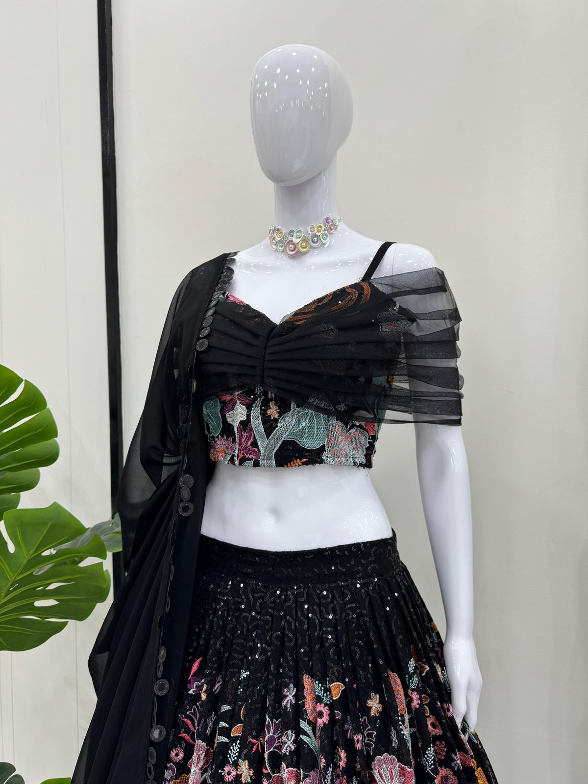 Black Color party Wear Embroidered Lehenga Choli