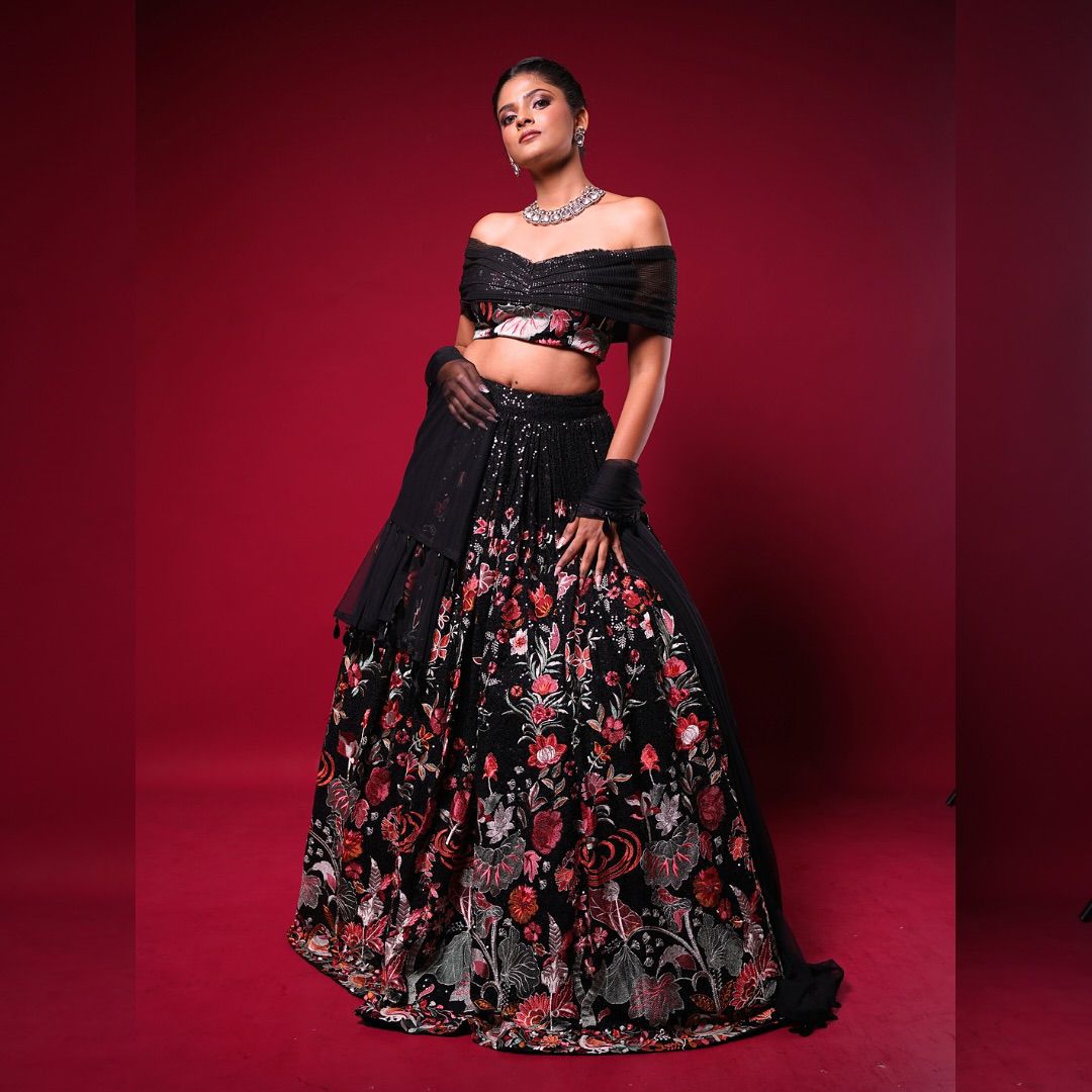 Black Color party Wear Embroidered Lehenga Choli