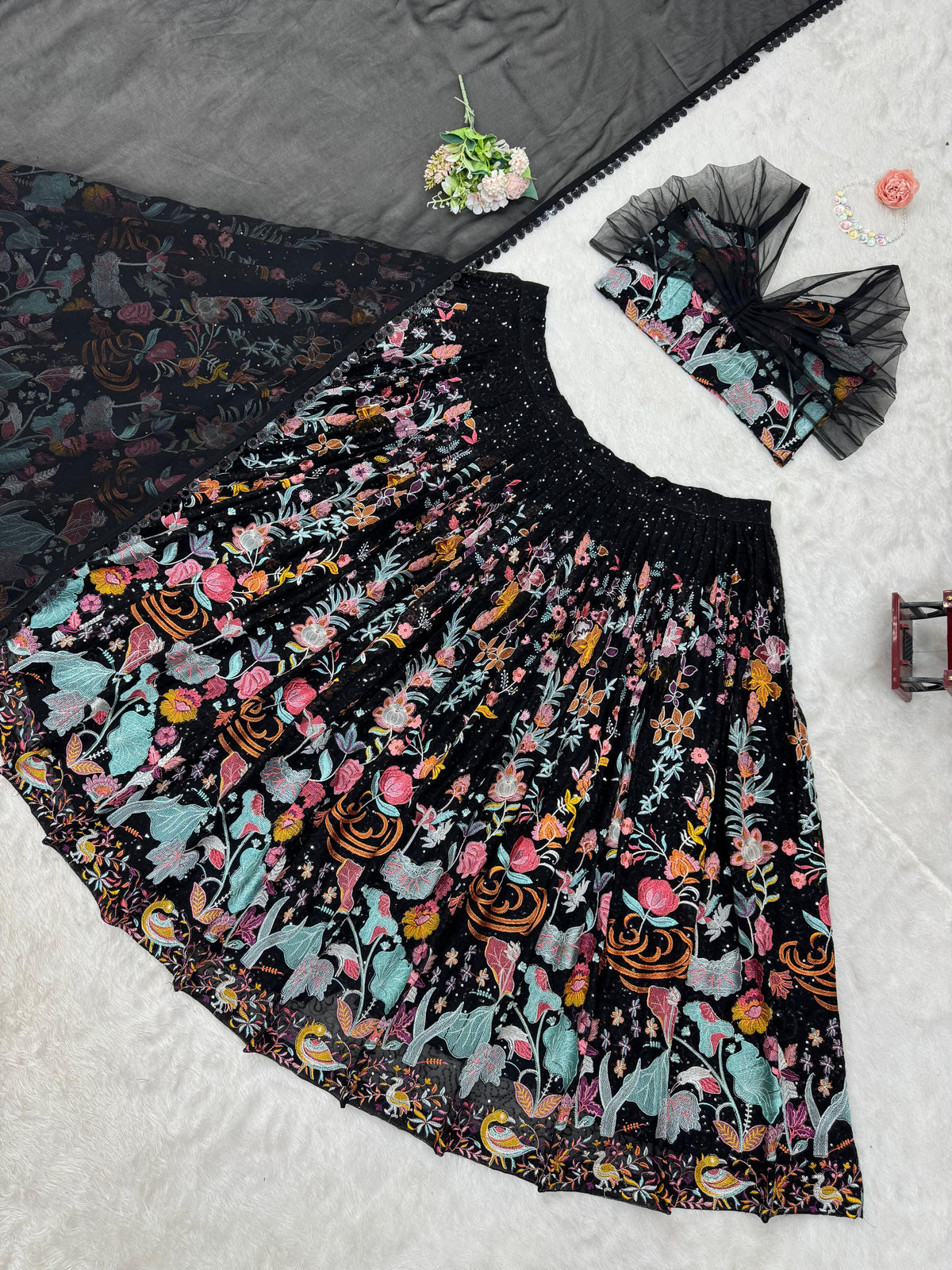 Black Color party Wear Embroidered Lehenga Choli