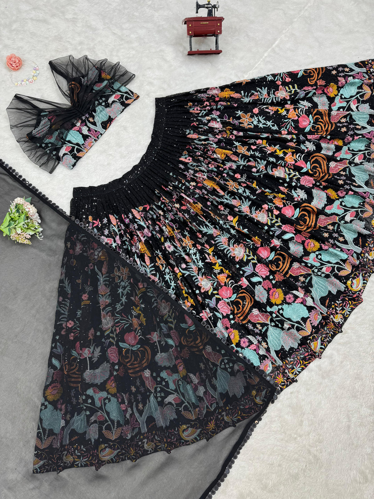 Black Color party Wear Embroidered Lehenga Choli