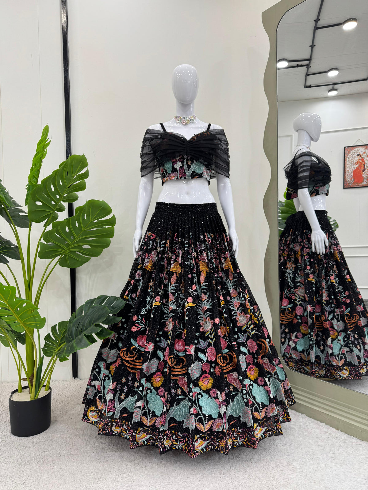 Black Color party Wear Embroidered Lehenga Choli