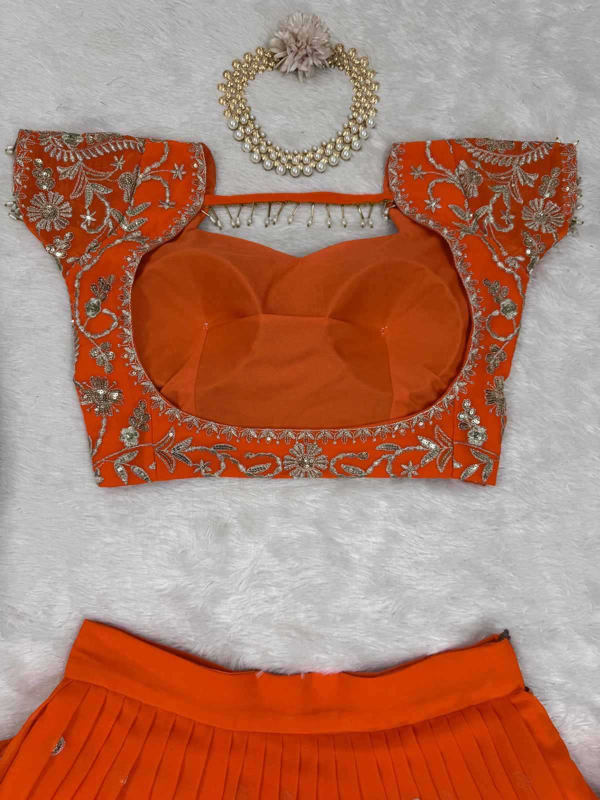 Designer Orange Color Ready To Wear Lehenga Saree