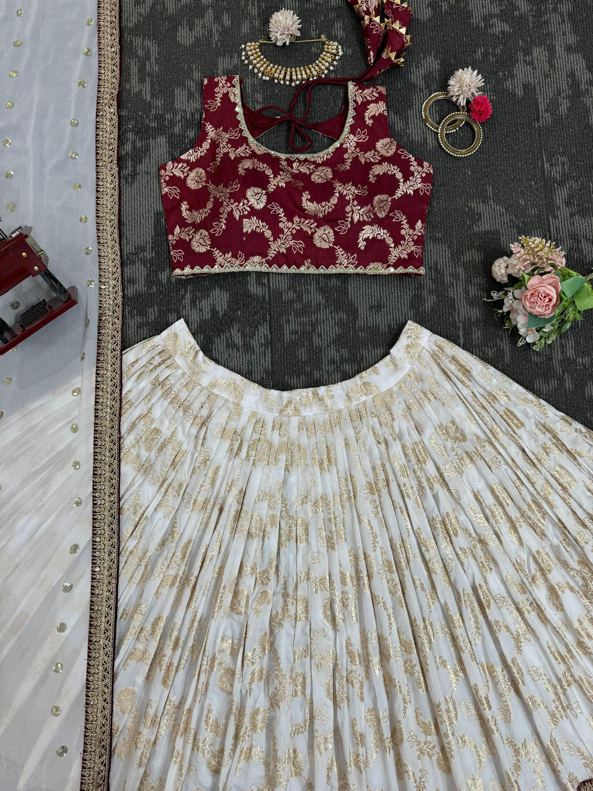 Red And White Color Designer Lehenga Choli
