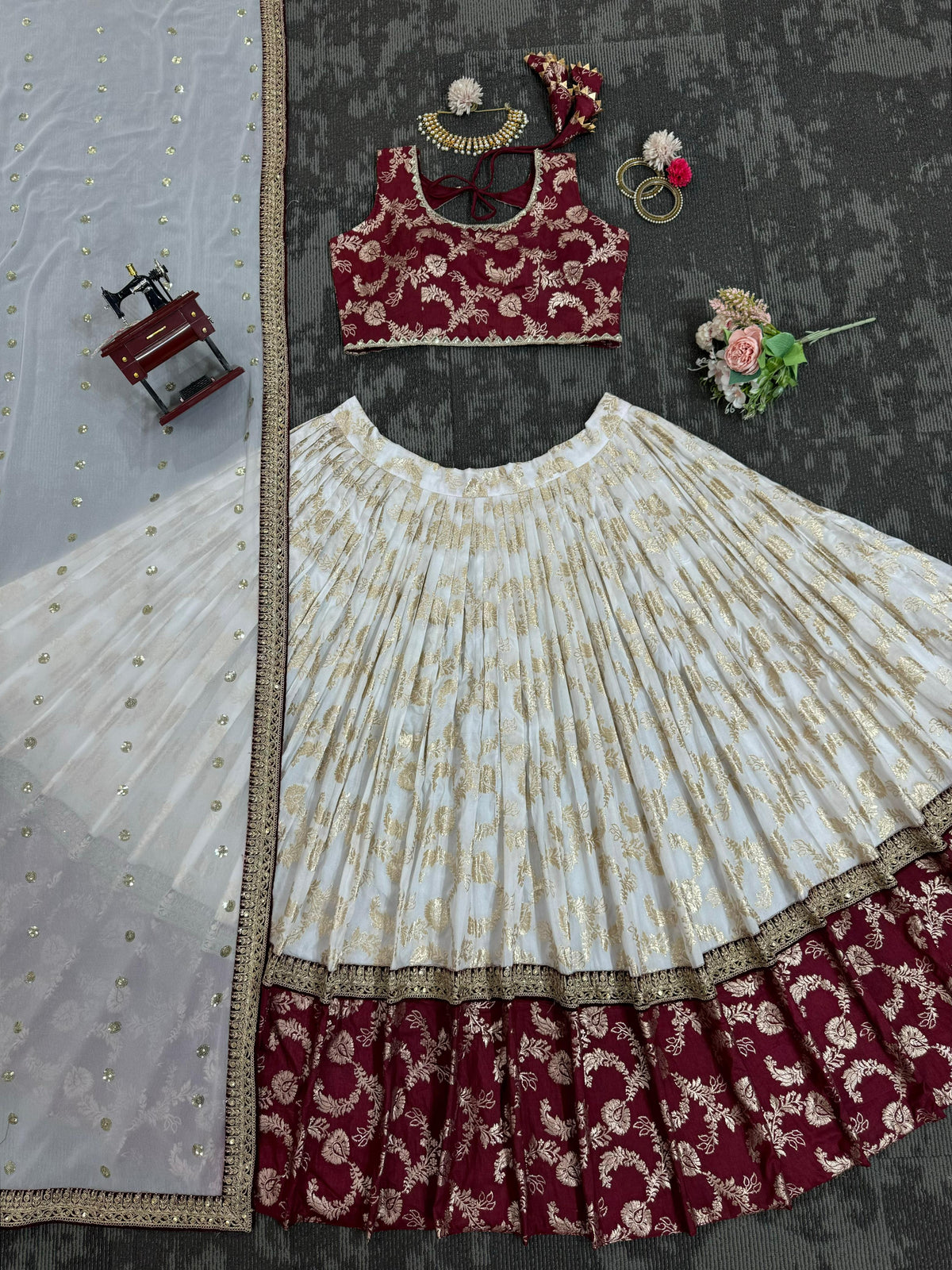 Red And White Color Designer Lehenga Choli