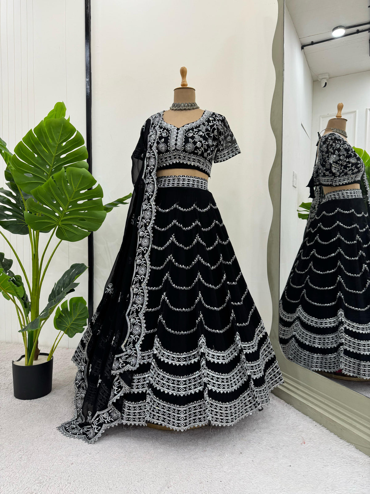 Black Color Silver Embroidery Designer Lehenga Choli