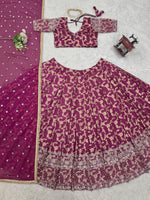 Purple Color Jerqued Fabric Lehenga Choli