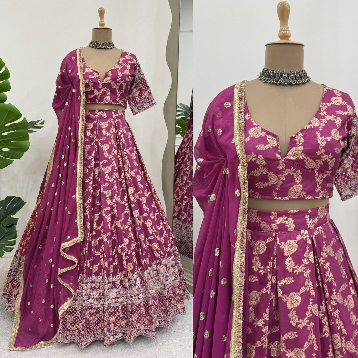 Purple Color Jerqued Fabric Lehenga Choli