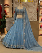Grey Georgette Sequins Thread Work Lehenga Choli