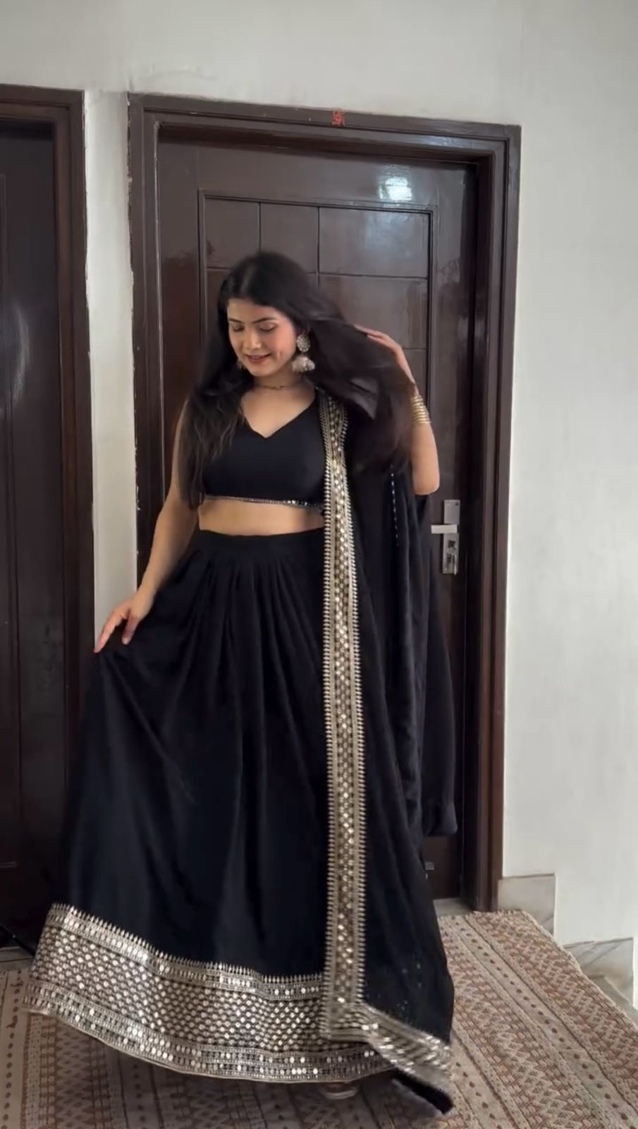 Black Color Georgette Silver Work Designer Lehenga Choli