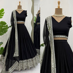 Black Color Georgette Silver Work Designer Lehenga Choli