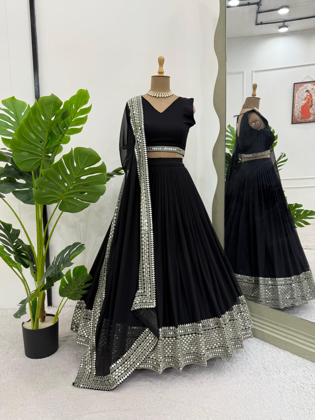 Black Color Georgette Silver Work Designer Lehenga Choli