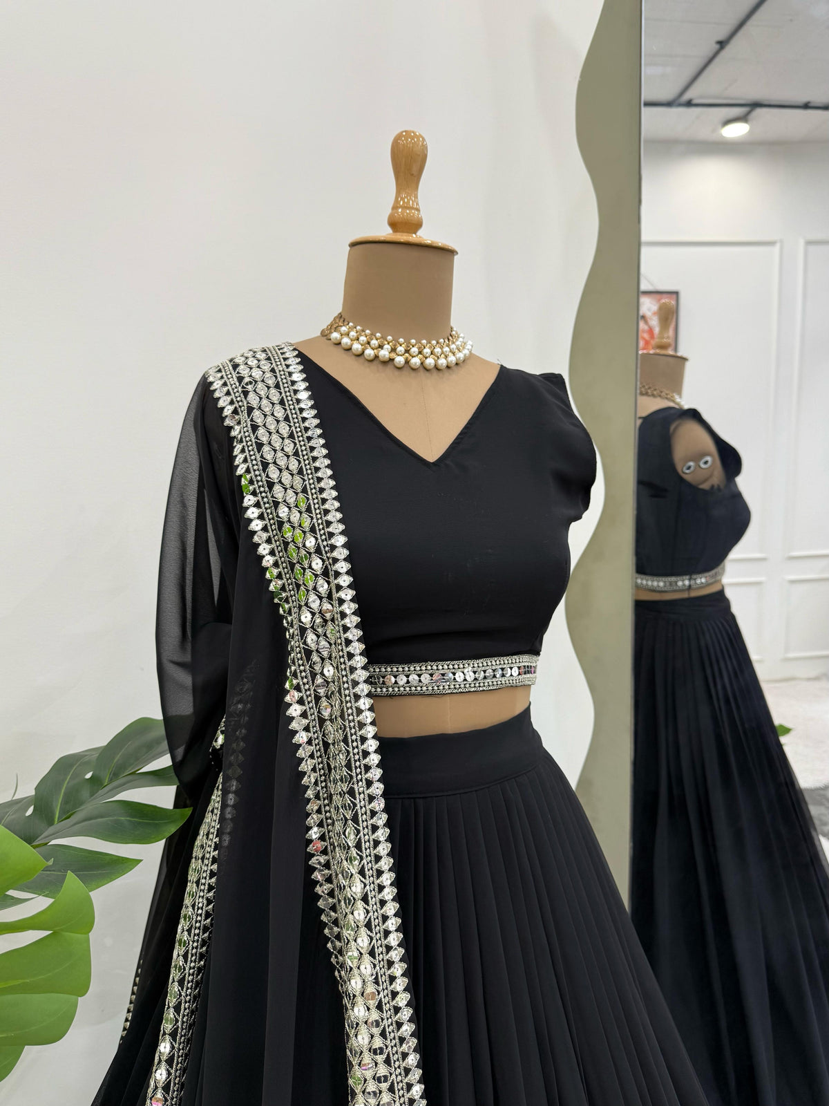Black Color Georgette Silver Work Designer Lehenga Choli