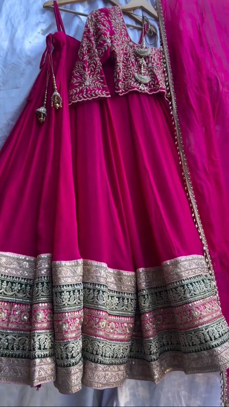 Pink Color Beautiful Border Lehenga Choli