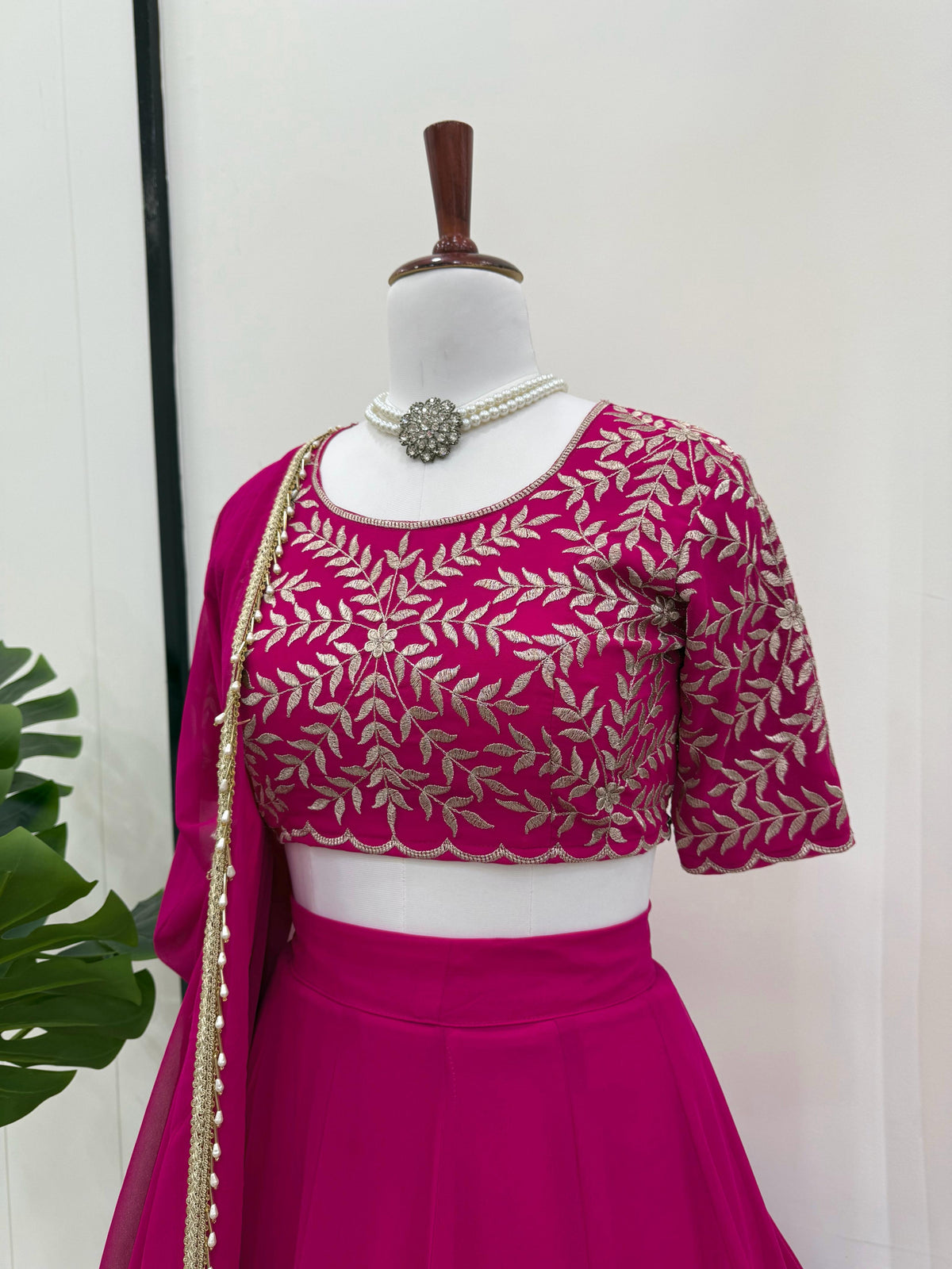 Pink Color Beautiful Border Lehenga Choli