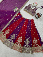 Purple and Red Color Combination Designer Work Lehenga Choli