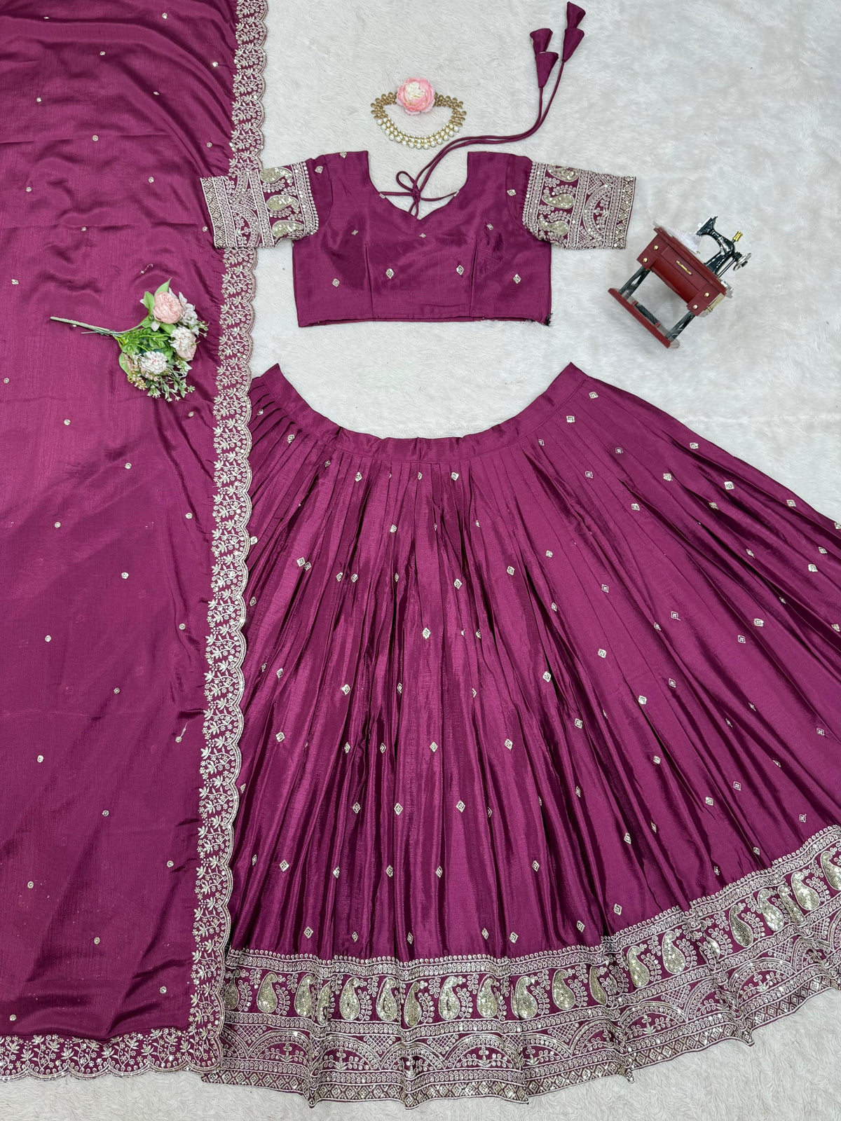 Purple Color Designer Silk Party Wear Lehenga Choli