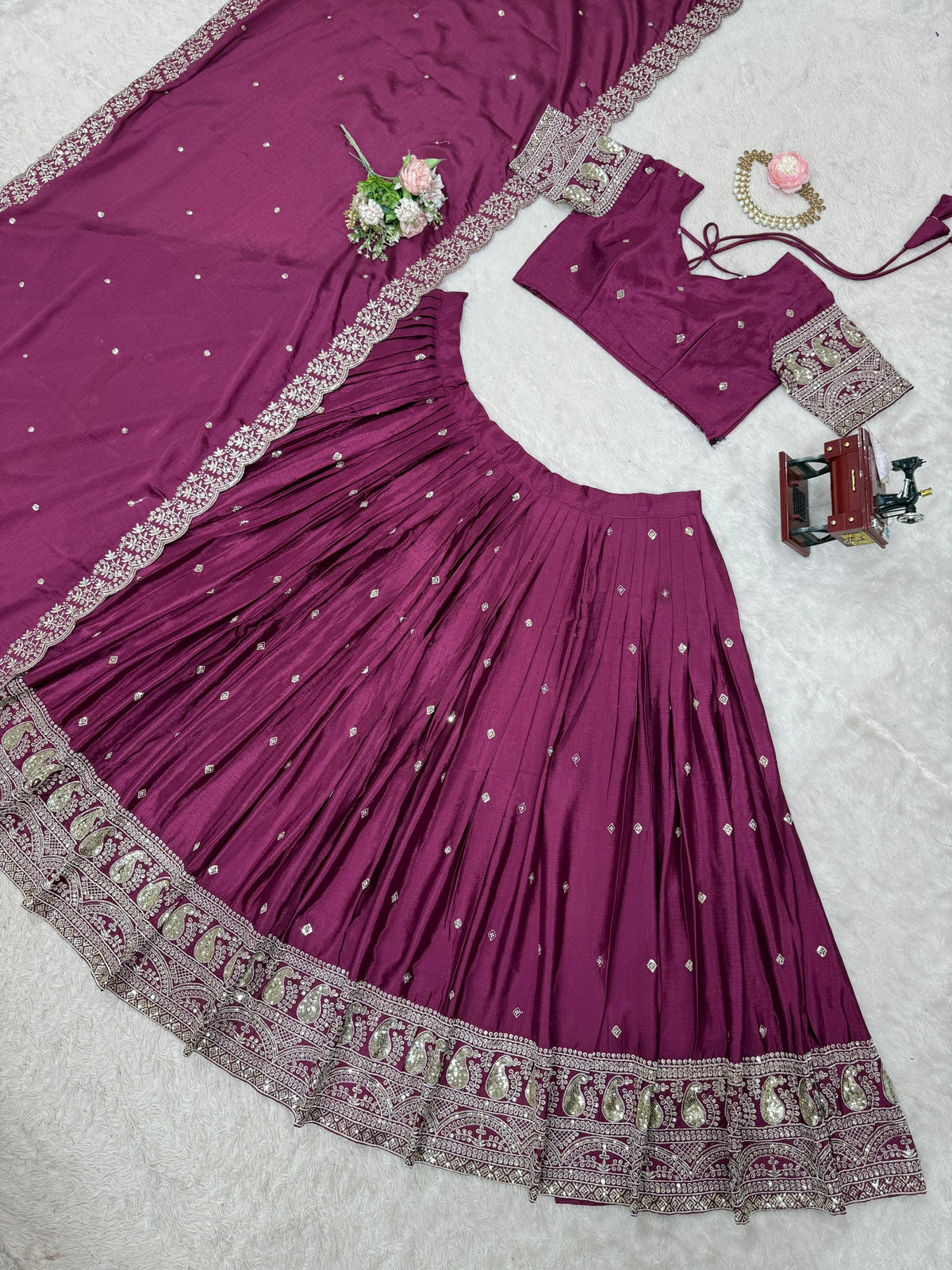 Purple Color Designer Silk Party Wear Lehenga Choli