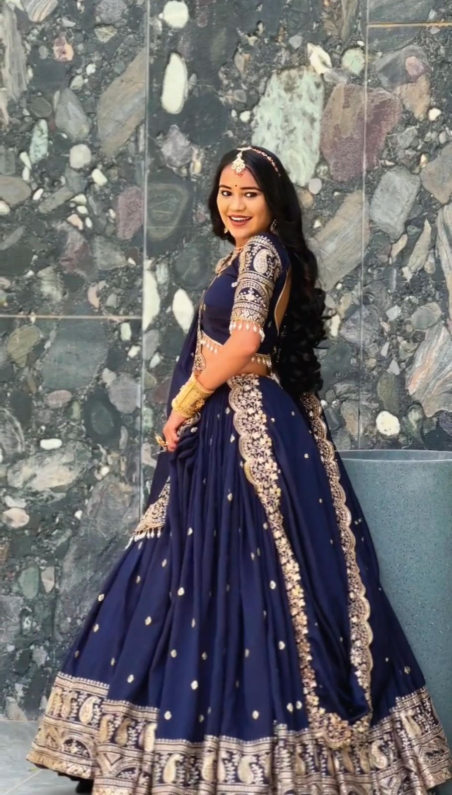 Navy BlueColor Party Wear Designer Lehenga Choli