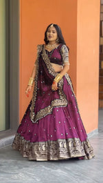 Purple Color Designer Silk Party Wear Lehenga Choli