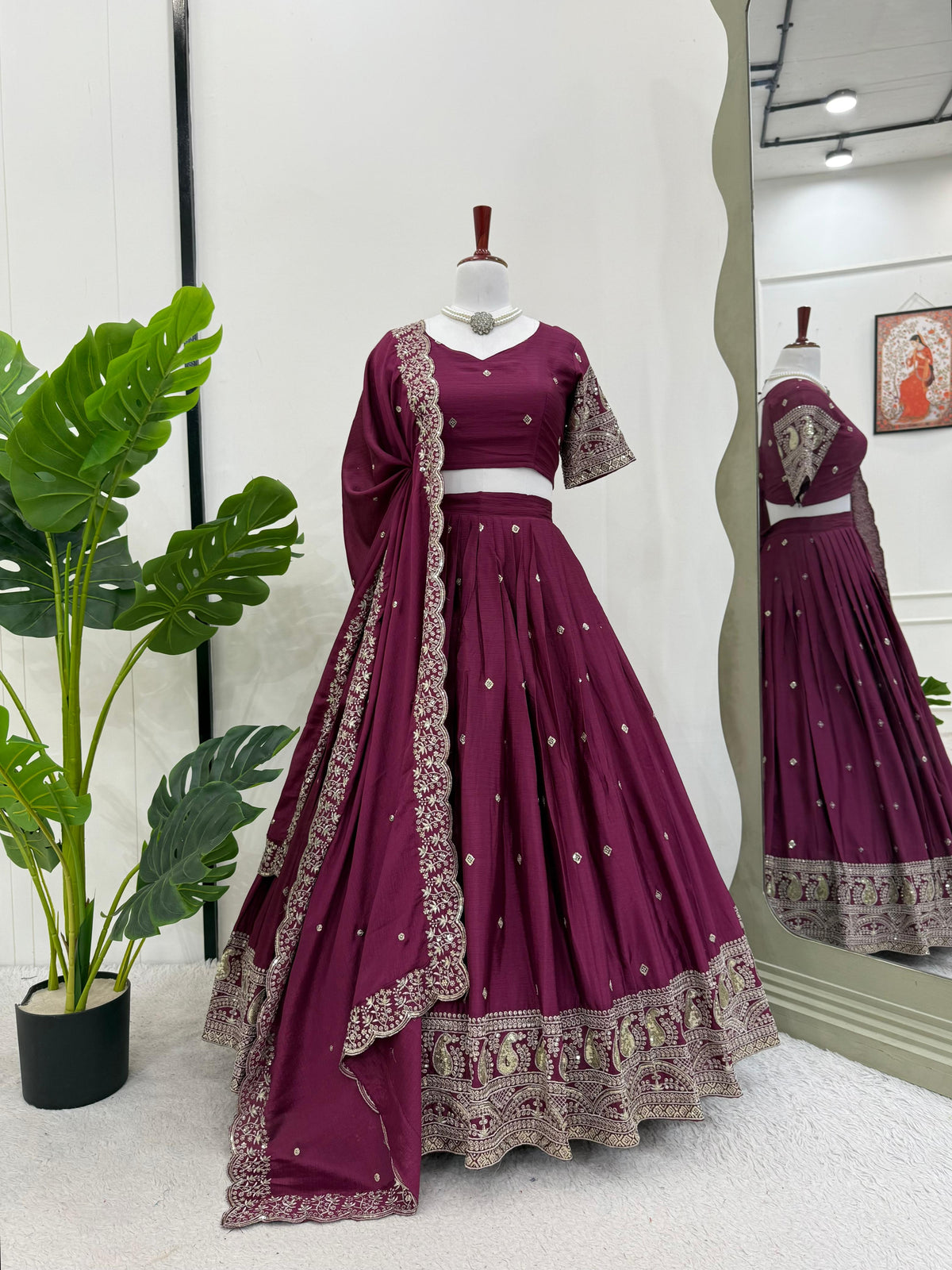 Purple Color Designer Silk Party Wear Lehenga Choli