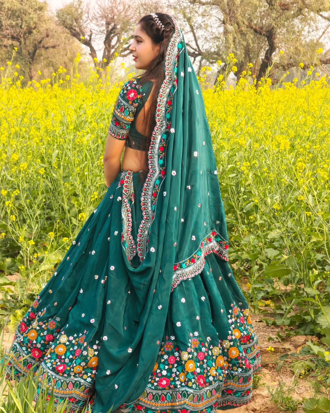 Green Color Designer Embroidered Lehenga Choli