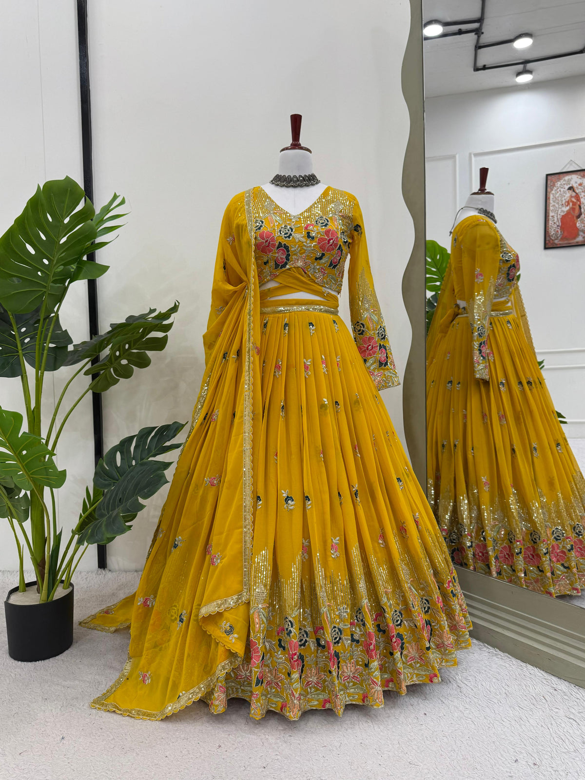 Yellow Color Embroidered Designer Lehenga Choli