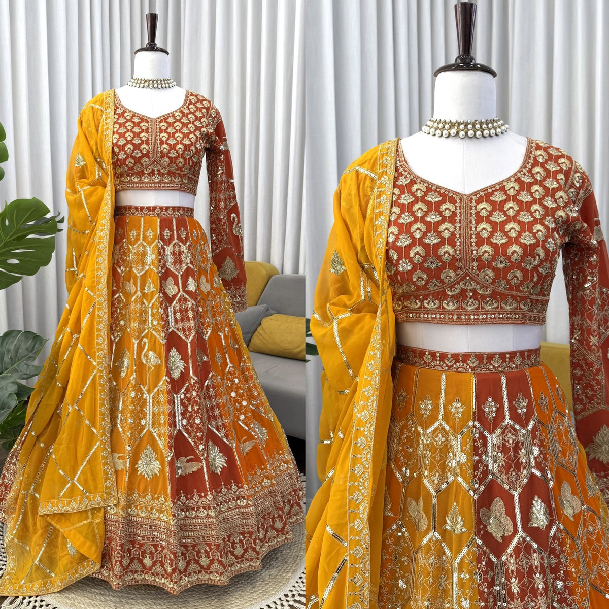 Yellow Color Georgette Designer Party Wear Lehenga Choli