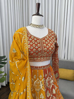 Yellow Color Georgette Designer Party Wear Lehenga Choli