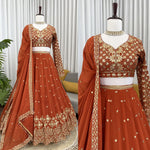 Orange Color Embroidered Designer Lehenga Choli