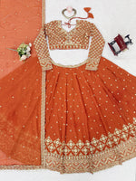 Orange Color Embroidered Designer Lehenga Choli