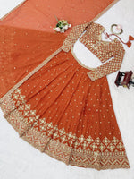 Orange Color Embroidered Designer Lehenga Choli