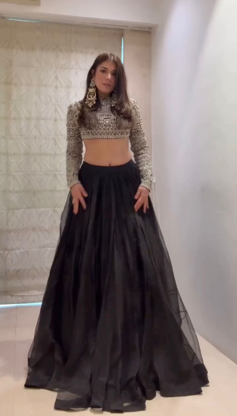 Black Color Tabby Organza Fabric Lehenga Choli