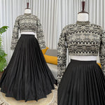 Black Color Tabby Organza Fabric Lehenga Choli