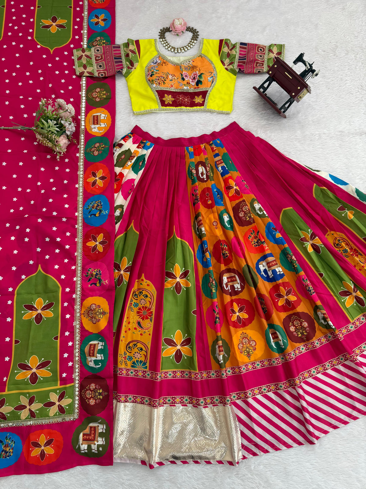 Digital Printed Multi Colour Designer Lehenga Choli