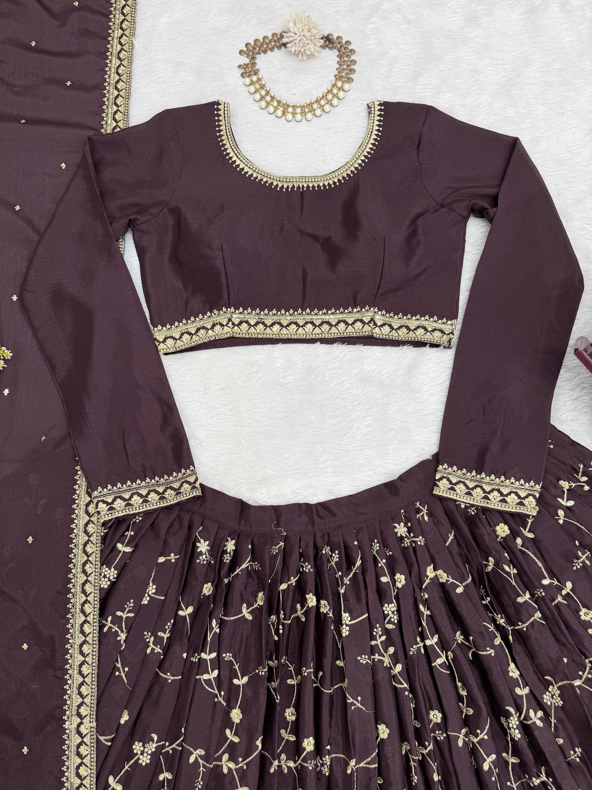 Wedding Designer Chinon Silk Thread With Sequence Work Lehenga Choli