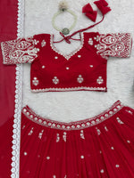 Red Colour Heavy Boutique Designer Faux Georgette Lehenga Choli