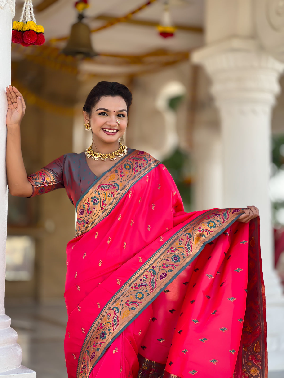 Woven Design Silk Blend Paithani Saree