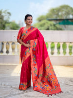 Peacock Woven Design Zari Paithani Saree