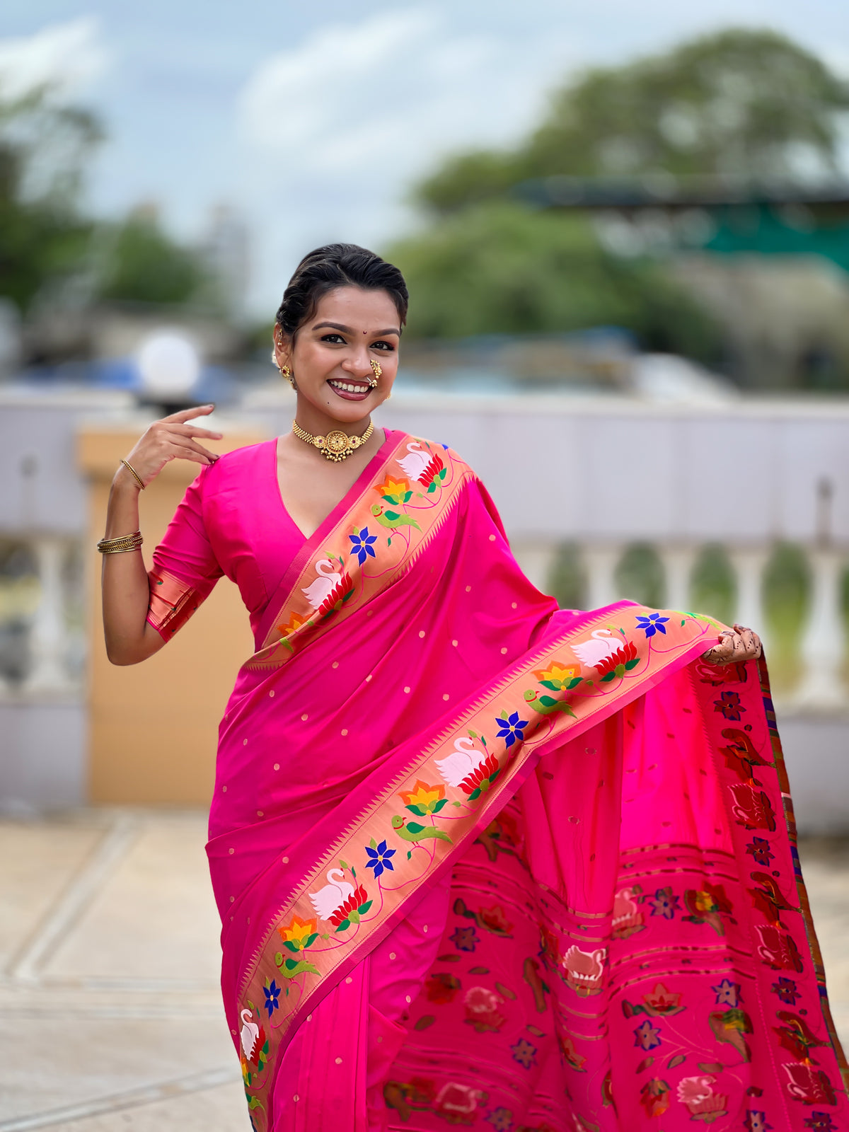 Rajhans Woven Design Silk Blend Paithani Saree