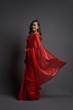 Red Sequins Sarees: Buy Latest Designs Online - Joshindia