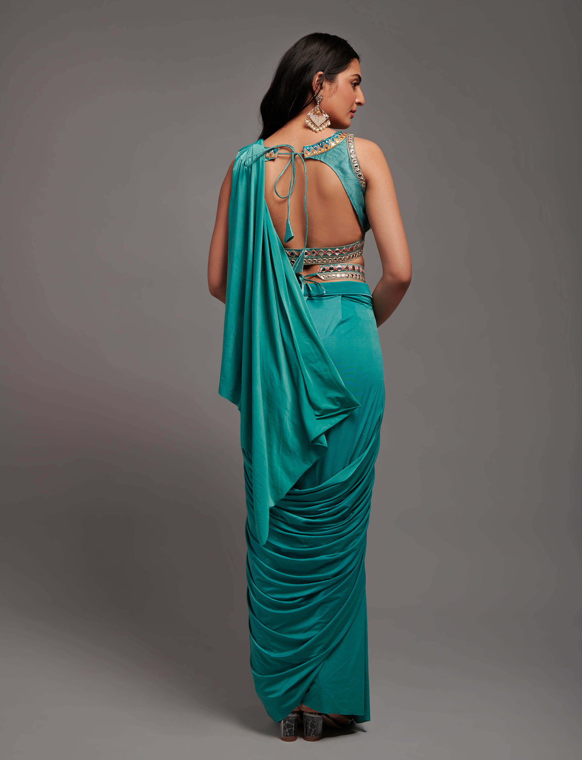 Rama Color 1 Minutes Ready To Wear Silk Saree - Joshindia