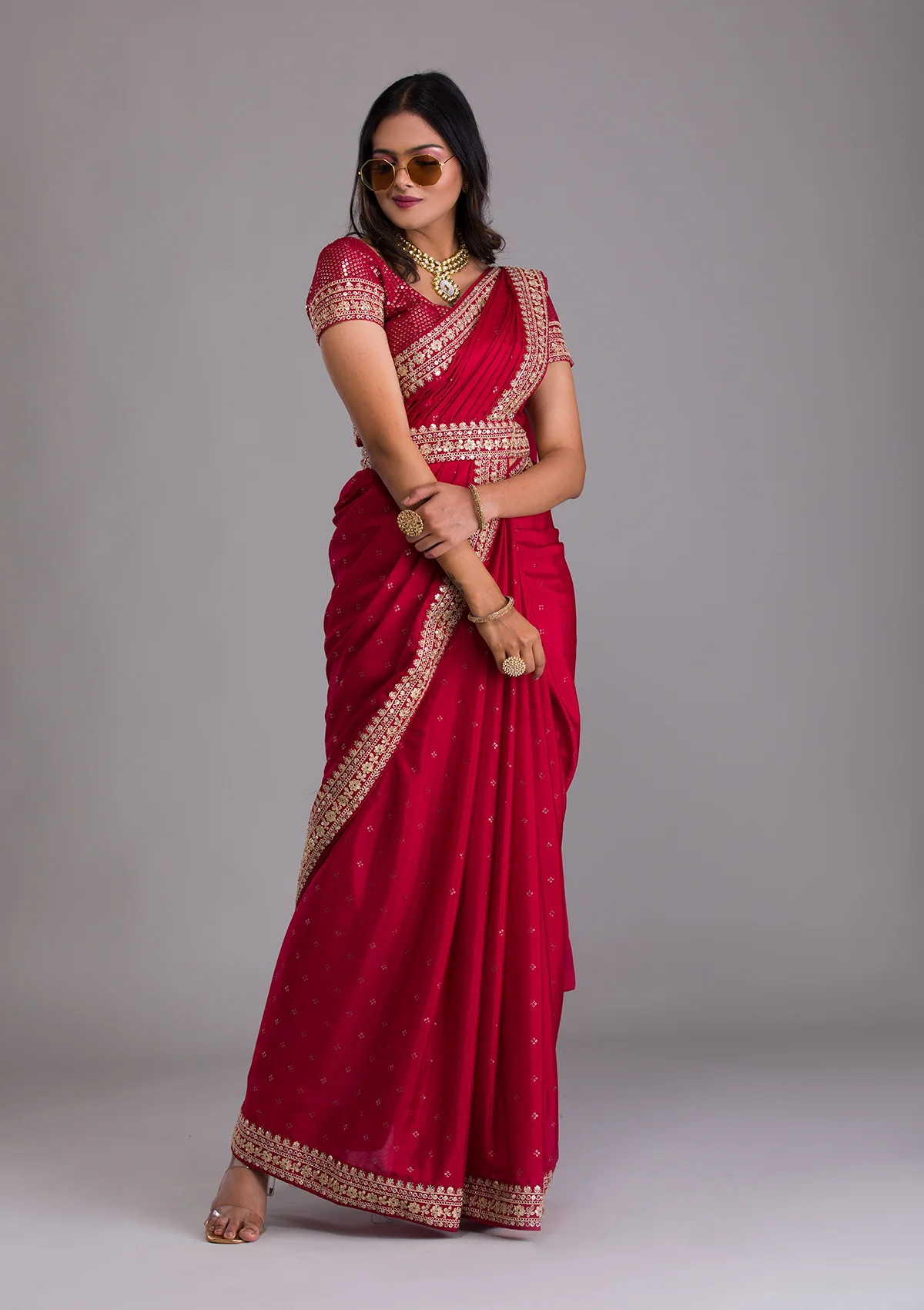Red Saree - Buy Red Color Fashion Sarees Online - JOSHINDIA - Joshindia
