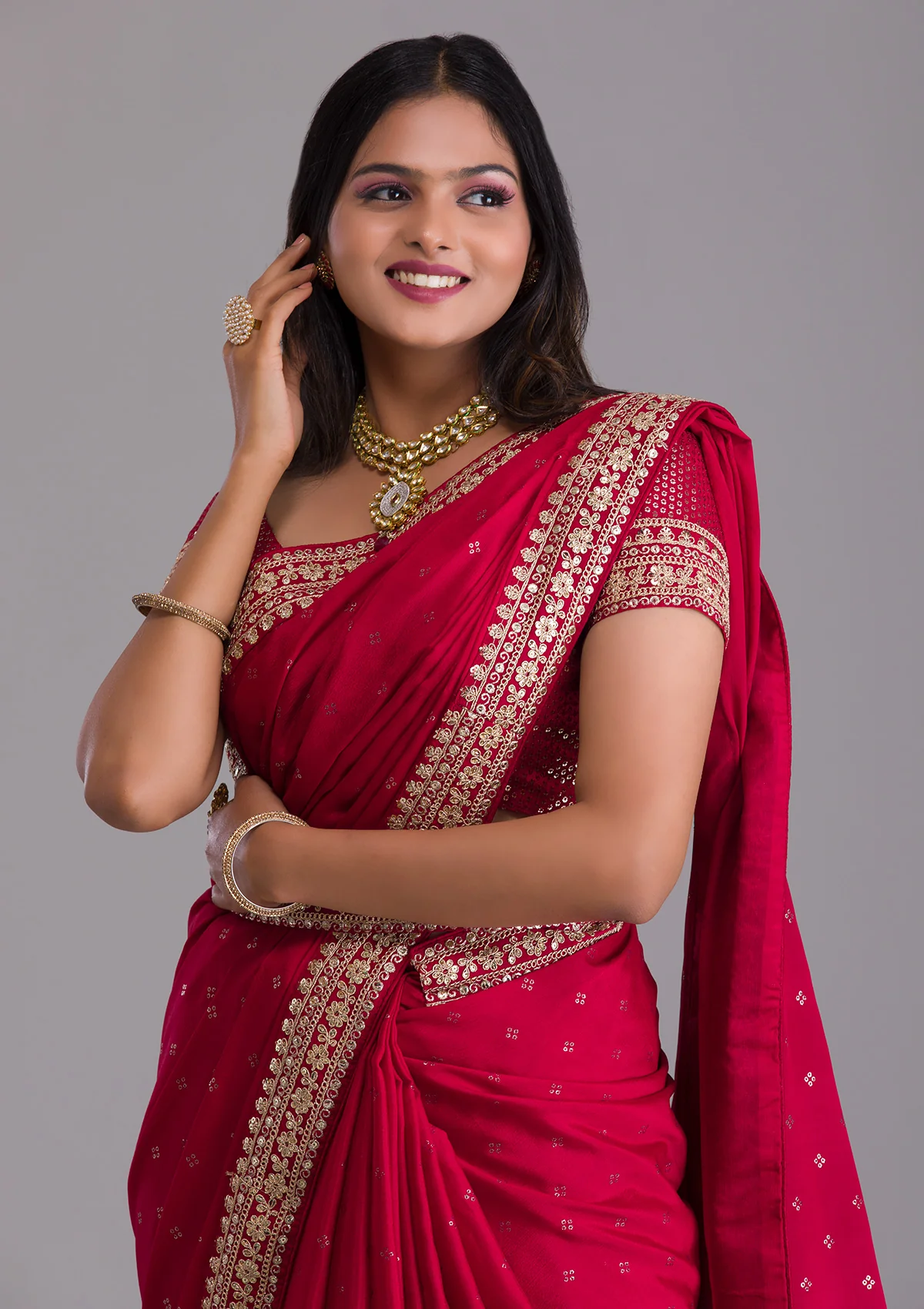 Red Saree - Buy Red Color Fashion Sarees Online - JOSHINDIA - Joshindia
