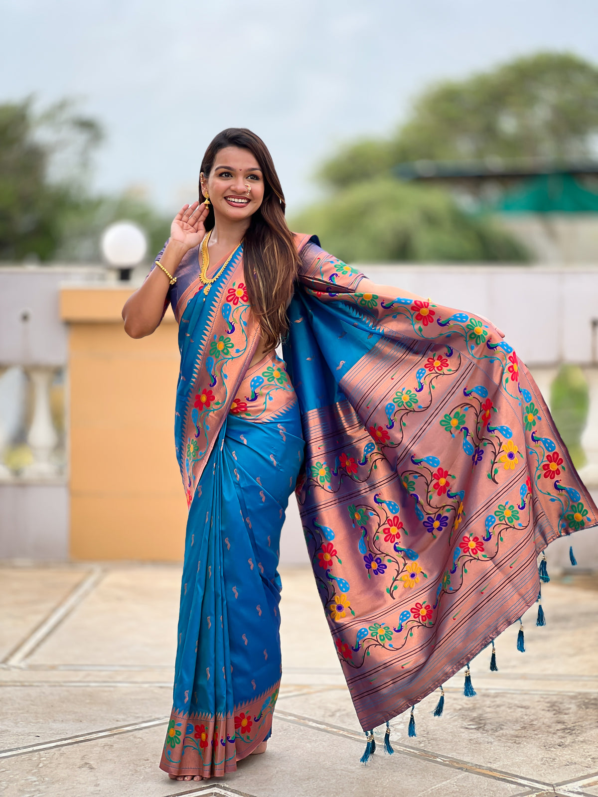 Peacock Woven Design Zari Paithani Saree