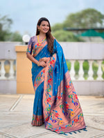 Peacock Woven Design Zari Paithani Saree