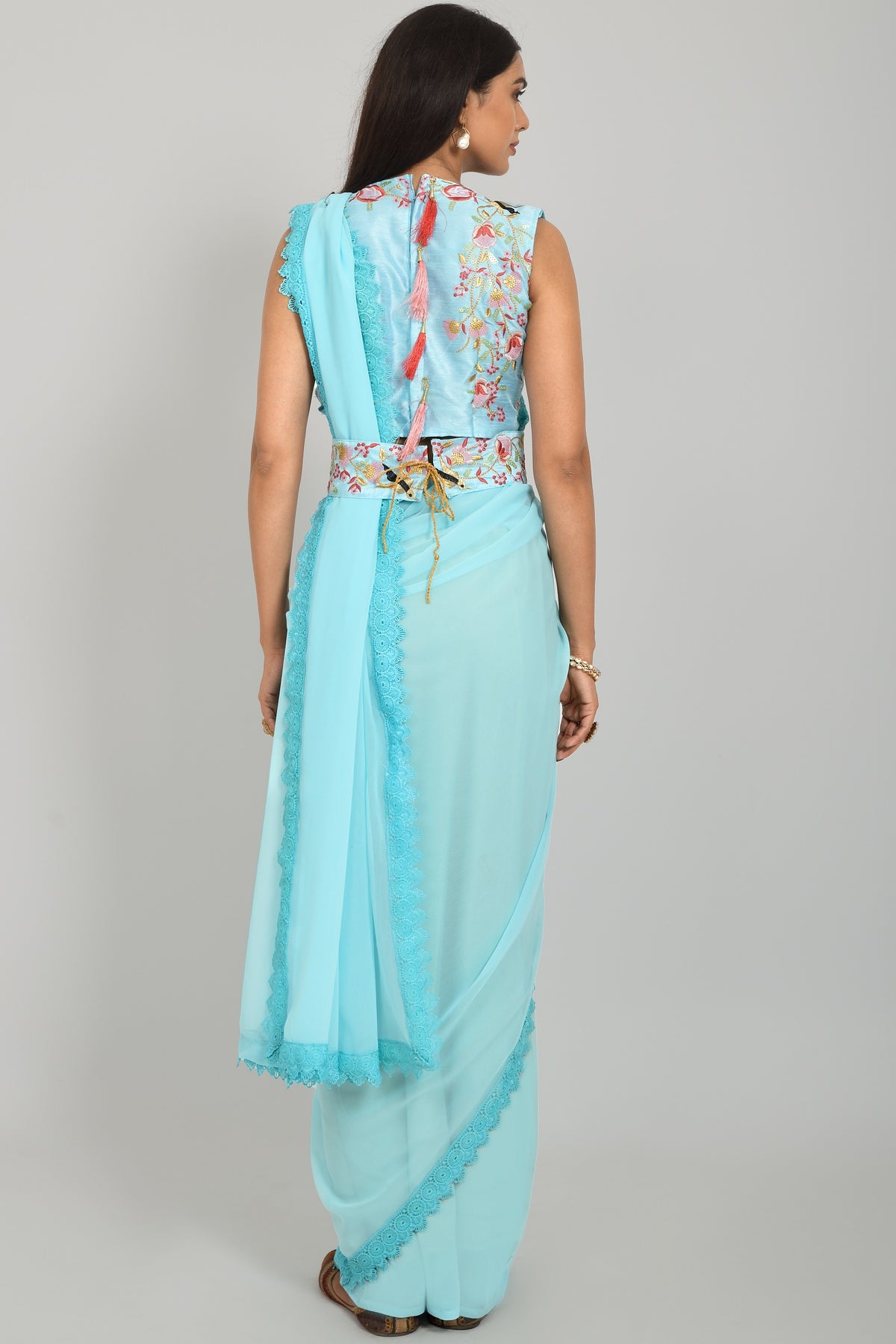 Buy Sky Blue Saree Online In India - Joshindia