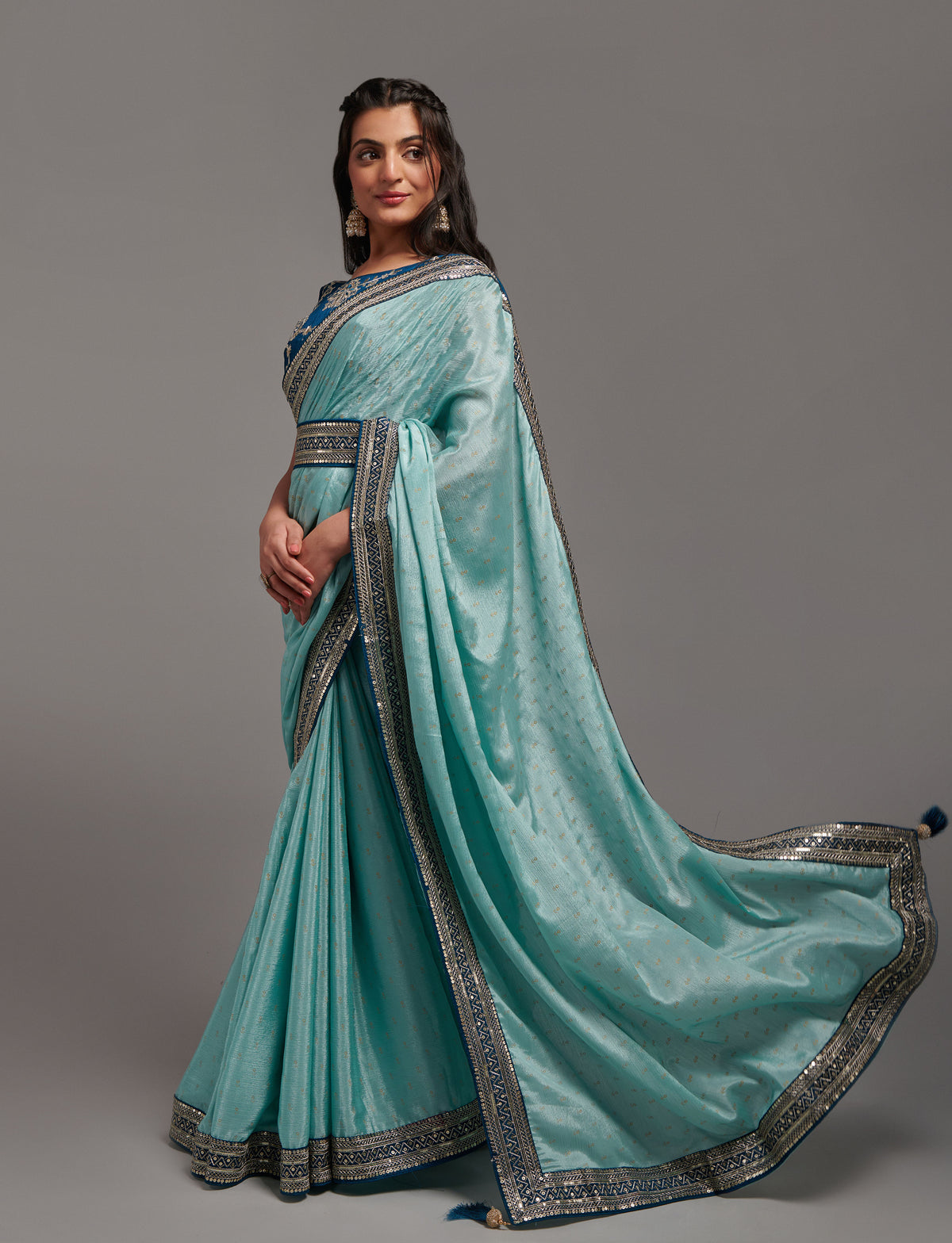 Buy Sky Blue Sarees Online at Best Prices - JOSHINDIA - Joshindia