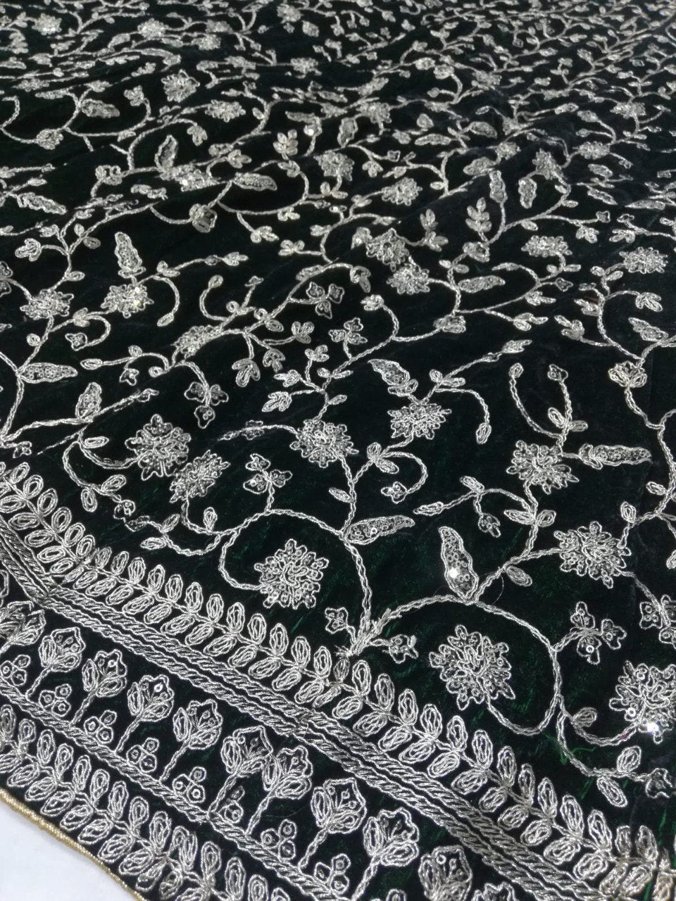 Green Color Velvet Designer Embroidery Lehenga Choli