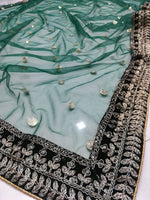 Green Color Velvet Designer Embroidery Lehenga Choli