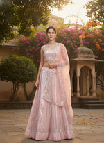 Buy Light Pink Most Trending Sequence Work Lehenga Choli At Low Price